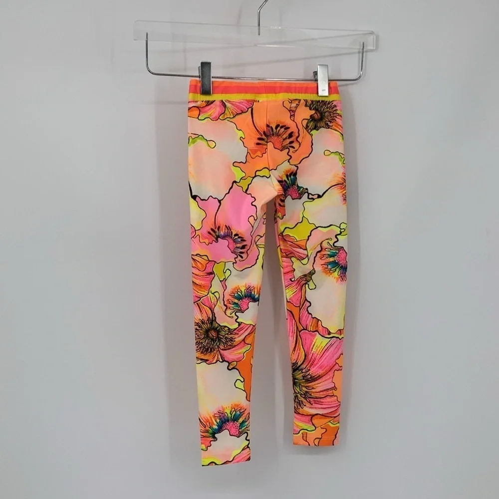 Agua Bendita Roni Praia leggings girl swim tropical floral orange pink new 2